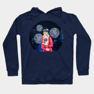 Cyber Girl. Starry night in the city Hoodie